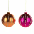 Шары GOODWILL M&G с полосками (набор 2 шт) розовый и золотой 10 см, стекло