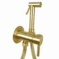 Смеситель с гигиеническим душем Paffoni Tweet Round ZDUP110HGSP (с внутренней частью), золото медовое брашированное