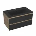 Тумба с раковиной Bau Stil Loft black brushed, раковина кварцевая BAU Stil 75, черный металлик