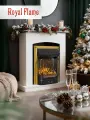 Камин электрический Royal Flame BARCELONA белый с очагом Majestic FX Brass, с эффектом реального пламени, ЛДСП, звуком потрескивания дров и обогревом 2 кВт