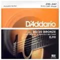 Струны для акустической гитары D'Addario Bronze 80-20 EJ10, набор из 6 упаковок 10-47