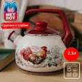 Чайник со свистком Metrot Золотой петушок эмалированная сталь, 2,5 л