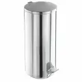 Урна для мусора с педалью 50 литров, усиленное, кольцо под мешок, хром, нержавеющая сталь, титан, 607730