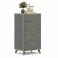 Комод для одежды Стефания с 5 ящиками, 55.6х42.6х104 см, Дуб маувелла/Оникс серый