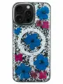 Чехол K-DOO MAG Flowers iPhone 16 Pro Max, синий(Blue) c поддержкой MagSafe