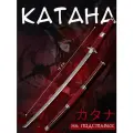 Сувенирная катана из металла ярко красного цвета