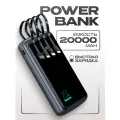 Портативный аккумулятор с Type-A, USB Type-C, Lightning, micro USB, 20000 mAh / Tranyoo T-D11, Повербанк, (черный)