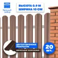 Штакетник металлический Классик (двусторонний окрас, цвет шоколадно-коричневый, высота 90 см, ширина планки 10 см, 20 шт, саморезы в комплекте)
