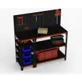 Стол-верстак Metalex 950х1800х600 (с бок. полками, перфопанелью и комп. аксессуаров) оранжево-чёрный