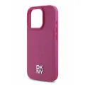 DKNY для iPhone 16 Pro Max чехол PU Repeat Stack metal logo Hard Pink (MagSafe)