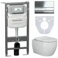 Комплект 4 в 1 Ceramicanova с инсталляцией Envision, безободковым унитазом Play, клавишей Flat хром