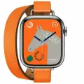 Умные часы Apple Watch Series 10 42 мм Titanium Case GPS + Cellular, Silver/Hermes Orange Attelage Double Tour