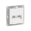 Розетка двойная компьютерная Systeme Electric (Schneider Electric) AtlasDesign RJ45+RJ45, категория 5E, белая, глянцевая ATN000185 4шт