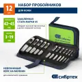 Набор пробойников для кожи Сибртех 3, 4, 5, 6, 7, 8, 9, 10, 12, 14, 16, 19 мм, 12 шт, чехол 18312