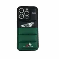 Чехол для iPhone 16 Pro Max черный / зеленый силиконовый дутый пуховик North Face