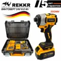 Винтоверт аккумуляторный, бесщеточный REKKR IS350YL, 350Нм, 2 аккумулятора 24В 6.0Ач, кейс, зарядка