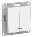 Выключатель двухклавишный Schneider Electric Atlas Design с подсветкой, белый ATN000153 3 шт