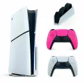 Игровая приставка Sony PlayStation 5 PS5 Slim , (с дисководом), 1000 ГБ SSD, без игр, белый (+1 розовый геймпад, зарядная станция)