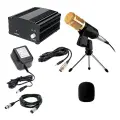 Комплект KM800-TZ конденсаторный микрофон BM800 чёрно-золотой с фантомным питанием 48V на настольной треноге с кабелями для подключения