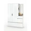 Есэндвич Депо Прихожая, 140х210х40 см (Белый/Белый глянец), с зеркалом, со штангой и ящиками