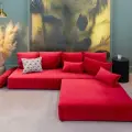 Угловой диван модульный бескаркасный MIELLA Amore красный, со спинкой