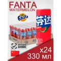 Fanta Watermelon, 0.33 л, 24 шт, slim-банка (газированный напиток Фанта Арбуз, жб, Китай)