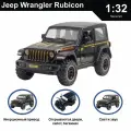 Машинка металлическая инерционная коллекционная модель 1:32 Jeep Wrangler Rubicon ; Джип черный