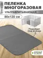 Пелёнка STEFAN (Штефан), премиум, впитывающая для собак, многоразовая для животных, серая 80х120см, WP-801201