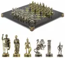 Шахматы Римские воины 28х28 см из змеевика 120766