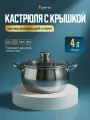 Кастрюля с крышкой из нержавеющей стали, объём 4 литра, для всех видов плит