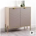 Комод для вещей с дверцами, 79х34х76 см, Венеция 16.229.02 Дуб Эндгрейн элегантный, Веллюто Капучино