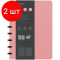 Комплект 2 шт, Бизнес-тетрадь А5+, 80л, Berlingo Instinct, клетка, на кольцах, с возм. зам. блока, 80г/м2, пластик. (полифом) обл, линейка-заклад, фламинго/чер.