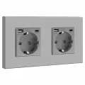 Розетка с USB Type-C MVAVA, зарядка 10Вт, встраиваемая, 2 поста, с заземлением, серая