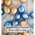 Воздушные шары с гелием под потолок Синие с золотом 5 шт.