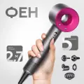 Фен для волос Фен с ионизацией Hair Dryer, Профессиональный фен Стайлер для укладки и выпрямления волос 3 режима, 5 магнитных насадок, розовый