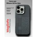 Чехол для iPhone 16 Pro Max с MagSafe под карбон из ударопрочного пластика с защитой камеры