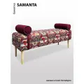 Банкетка BORDADO SAMANTA, мебельная фанера, велюр/гобелен, принт Грузия, съемные винные валики.