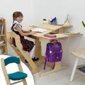 Парта для школьника, растущая парта и растущий стул, с подушкой, комплект, окрашен маслом
