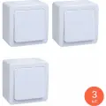Выключатель IEK / ИЭК Гермес Plus ВСп20-1-0-ГПБ, 10А IP54 открытой установки проходной белый 72х72х52мм одноклавишный, EVMP12-K01-10-54-EC / переключатель (комплект из 3 шт)