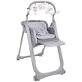 Стульчик для кормления детский Chicco POLLY MAGIC RELAX шезлонг экокожа с 0 складной с двусторонним вкладышем Сделано в Италии серый