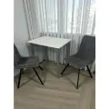 Дизайнерский стол обеденный/ цвет столешницы Белый, 80*60 см. Ножки серый хром.