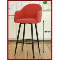 Барный стул для кухни Токио мягкий со спинкой красный велюр, 85 см