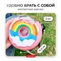 Бутылка для воды детская плоская на ремешке с трубочкой в виде Пончика для мальчиков, девочек и подростков в школу, спортивная милая пластиковая многоразовая бутылочка непроливайка для питья в путешествиях, пляже, походах