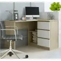 Стол компьютерный Челси угловой с 3-мя ящиками, 130х76,8х90,4 см (Дуб Сонома/Белый глянец холодный)