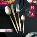 Столовые приборы, набор 16 предметов Apollo Lungo matt Сhampagne 4 персоны матовое золото