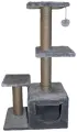 Когтеточка домик PetSmile 3-х уровневый с дополнительным столбом. Серый.110х58х35.