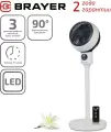 Напольный вентилятор BRAYER BR4953 LED дисп, верт.90°и гориз. вращ. 70°, пульт, таймер, сенс панель,50Вт