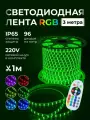Светодиодная лента RGB 220 В 3 метра контурная подсветка в комнату с пультом водонепроницаемая