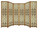 Ширма Индия - 6 секций. Легкая тканевая перегородка с орнаментом в каркасе Венге от бренда ширмы. РФ. Высота 180см.