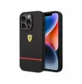 Кожаный чехол для iPhone 14 Pro Ferrari Perforated with red line Hard Black (FEHCP14LRSEK)
